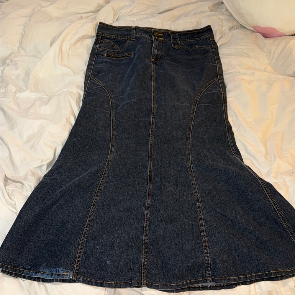 Bisou Bisou Dark Blue Denim Maxi Skirt